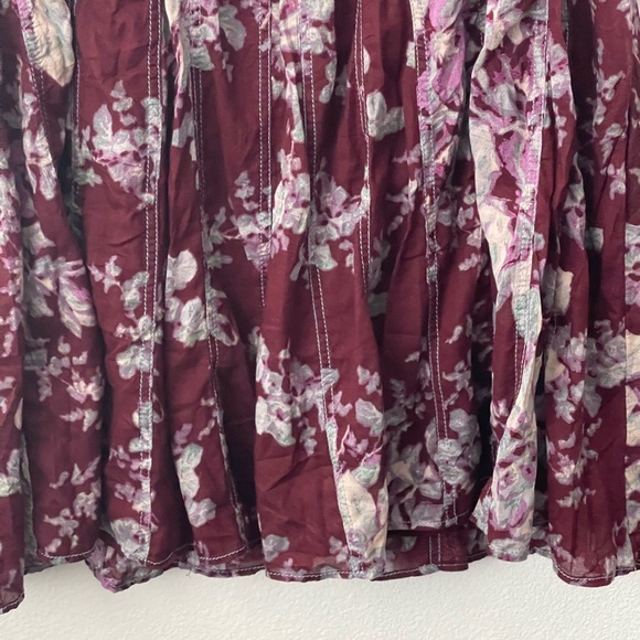 Free People BOHO Sully Mini Dress Purple Floral Print Flared Raisin Sz XS - Picture 5 of 11